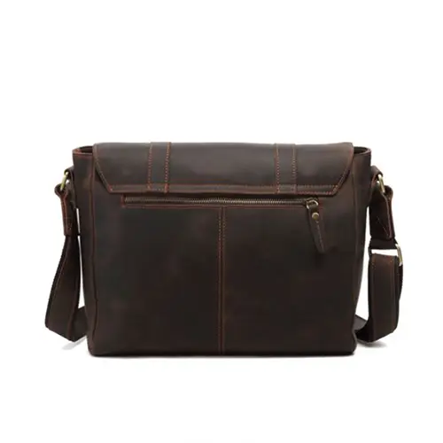  Vintage Leather Messenger Bag with Dual Buckle Straps